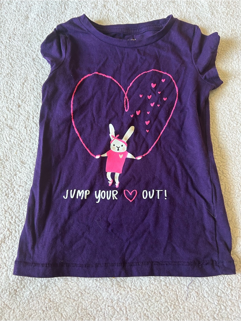 Cat & Jack Purple Tee with Pink Bunny Heart Graphic